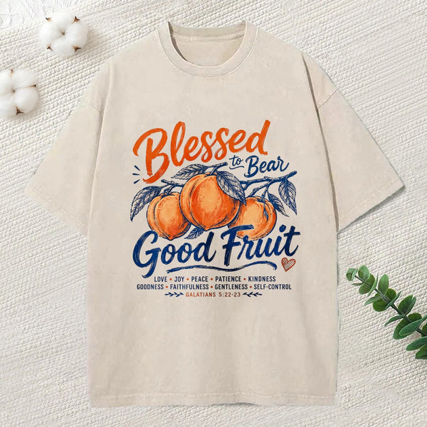 Blessed To Bear Good Fruit Christian Washed T-Shirt