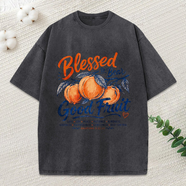 Blessed To Bear Good Fruit Christian Washed T-Shirt