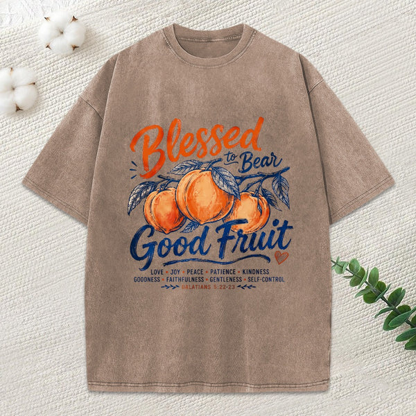 Blessed To Bear Good Fruit Christian Washed T-Shirt