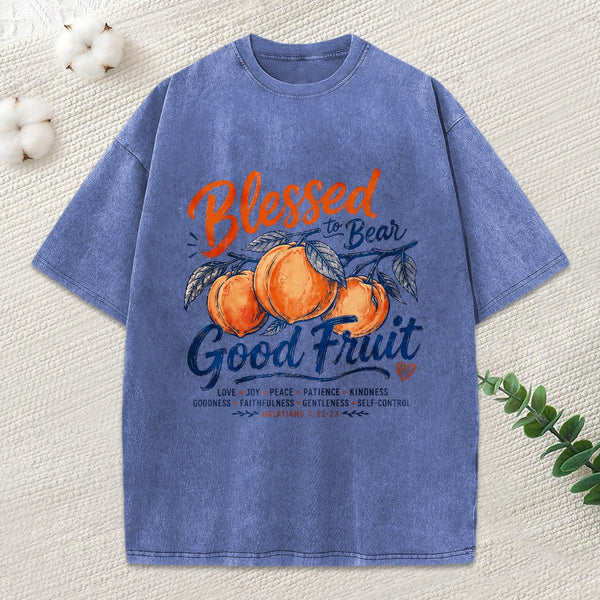 Blessed To Bear Good Fruit Christian Washed T-Shirt