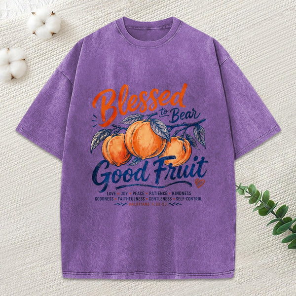 Blessed To Bear Good Fruit Christian Washed T-Shirt