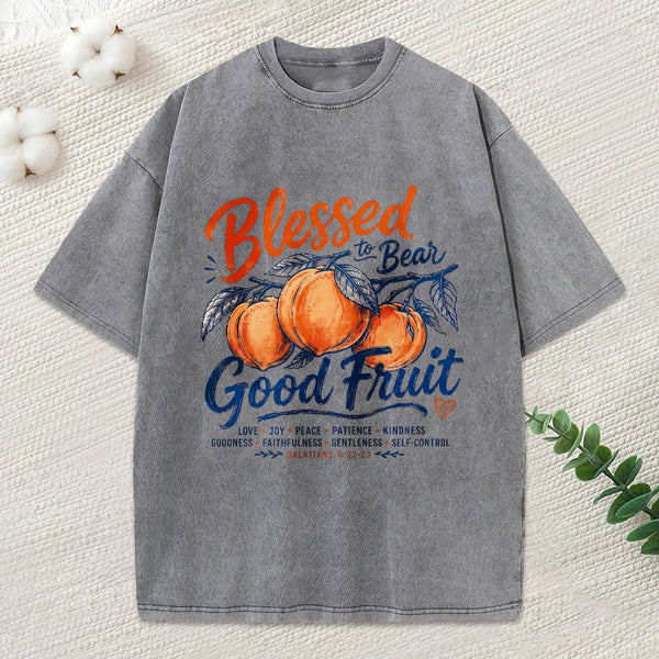 Blessed To Bear Good Fruit Christian Washed T-Shirt