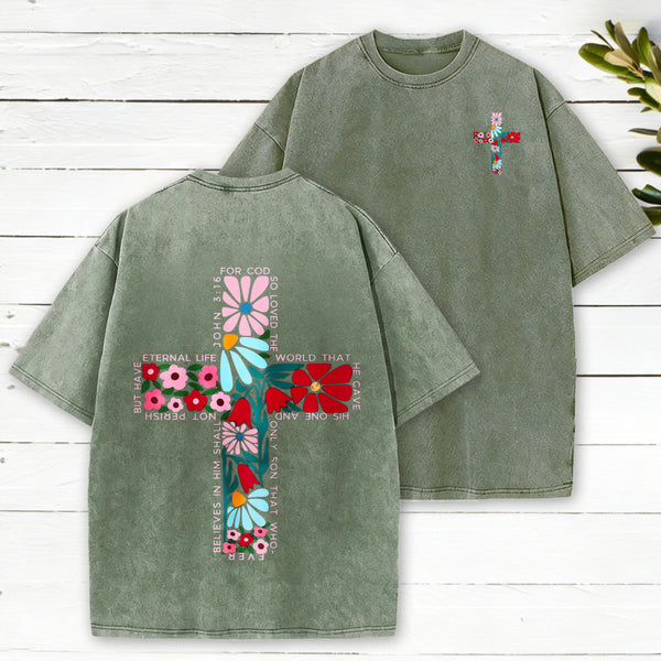 For God So Loved Christian Washed T-Shirt