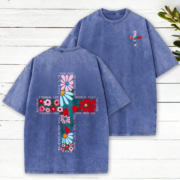 For God So Loved Christian Washed T-Shirt