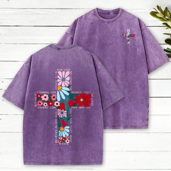 For God So Loved Christian Washed T-Shirt