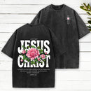 Jesus Christ Flower Christian Washed T-Shirt