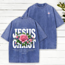 Jesus Christ Flower Christian Washed T-Shirt