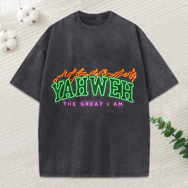 Yahweh The Great I Am Christian Washed T-Shirt