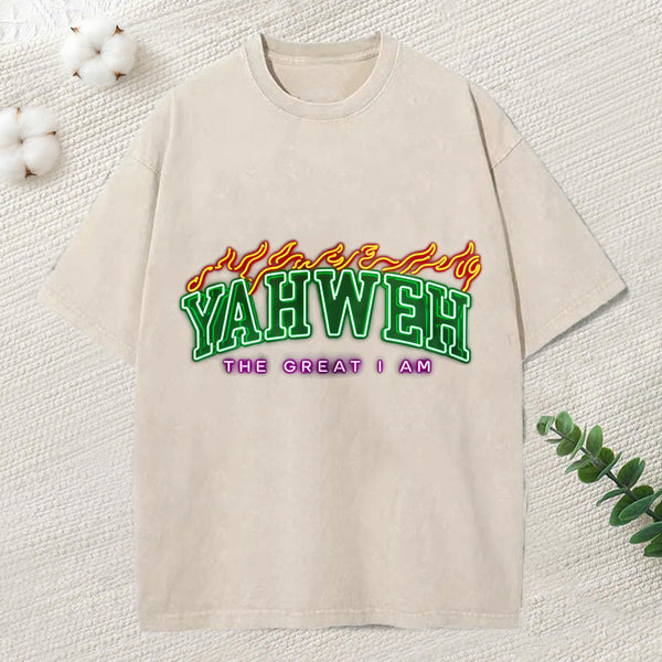 Yahweh The Great I Am Christian Washed T-Shirt