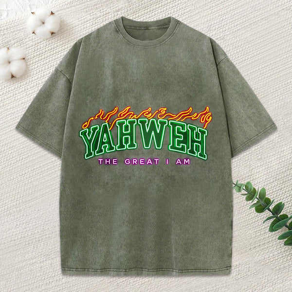 Yahweh The Great I Am Christian Washed T-Shirt