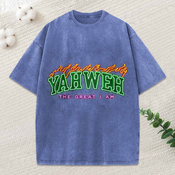 Yahweh The Great I Am Christian Washed T-Shirt