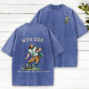 With God I Stumble Never Fumble Christian Washed T-Shirt