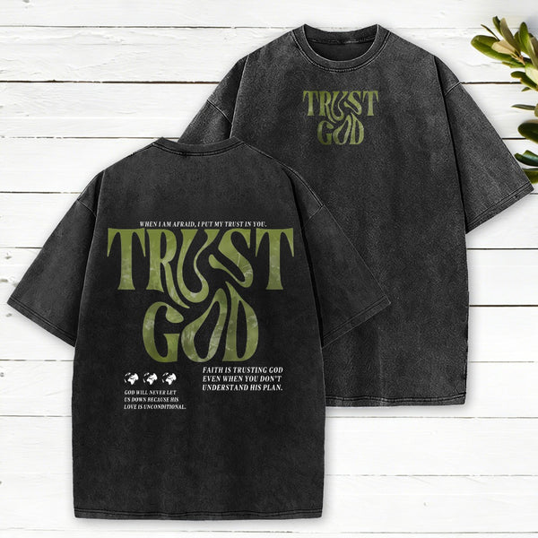 Trust God Camo Christian Washed T-Shirt