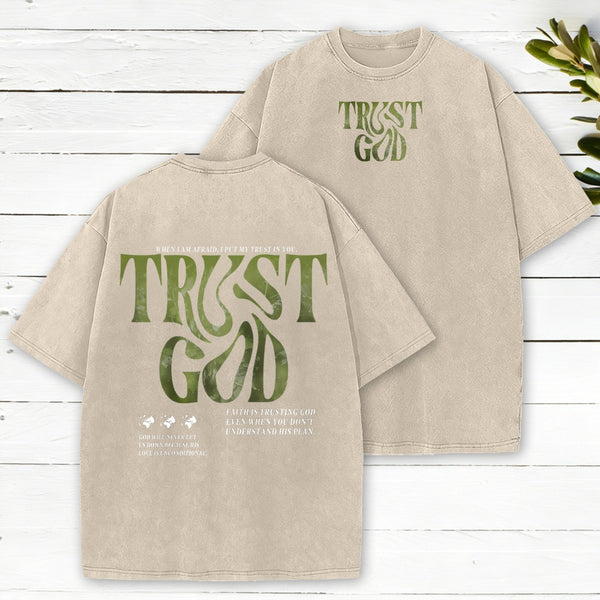 Trust God Camo Christian Washed T-Shirt