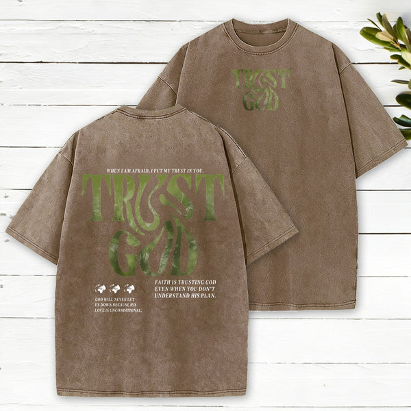 Trust God Camo Christian Washed T-Shirt