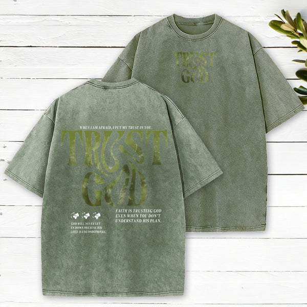 Trust God Camo Christian Washed T-Shirt