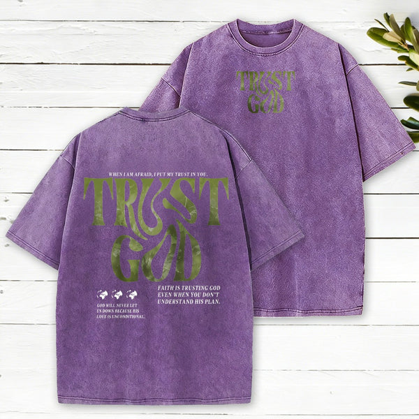 Trust God Camo Christian Washed T-Shirt