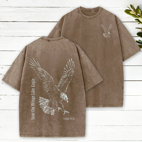 Soar On Wings Like Eagle Christian Washed T-Shirt