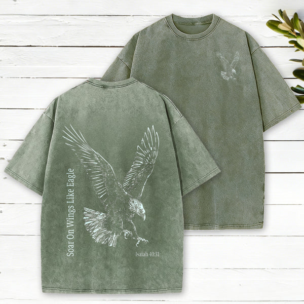 Soar On Wings Like Eagle Christian Washed T-Shirt