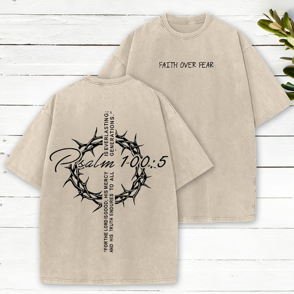 Faith Over Fear Crown Christian Washed T-Shirt