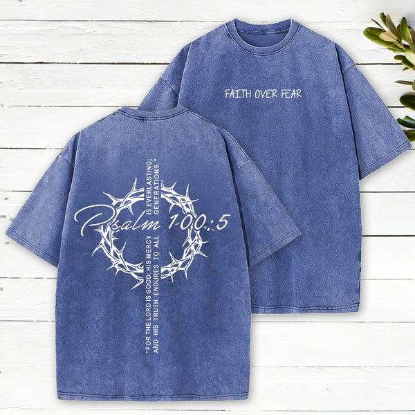 Faith Over Fear Crown Christian Washed T-Shirt
