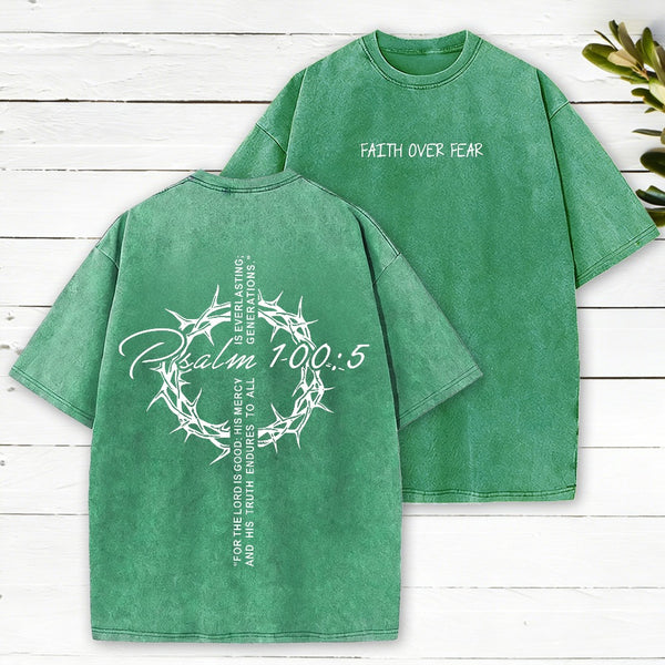 Faith Over Fear Crown Christian Washed T-Shirt