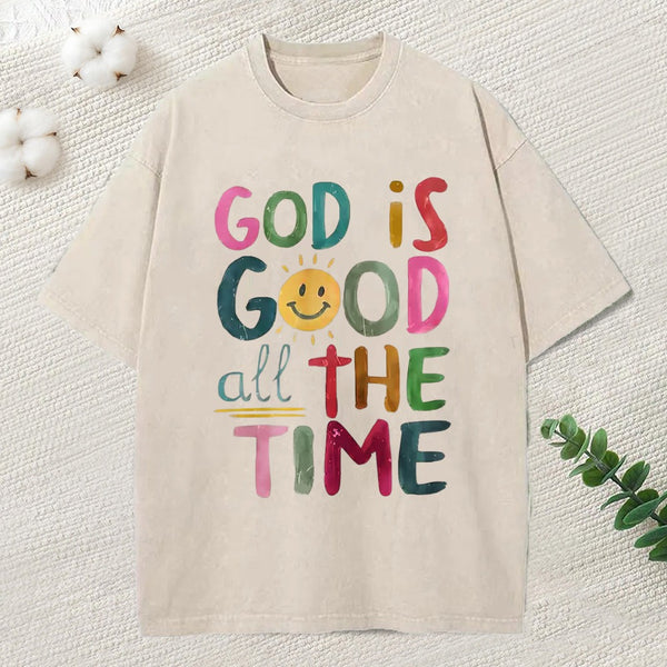God Is Good All The Time Christian Washed T-Shirt