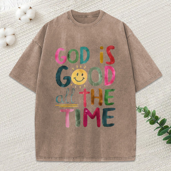 God Is Good All The Time Christian Washed T-Shirt
