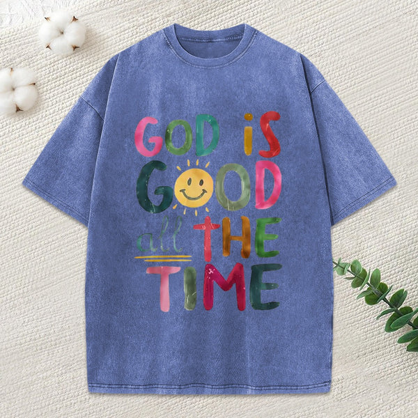 God Is Good All The Time Christian Washed T-Shirt