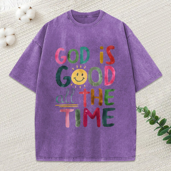 God Is Good All The Time Christian Washed T-Shirt