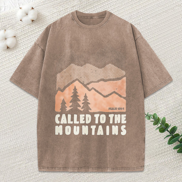 Called To The Mountains Christian Washed T-Shirt