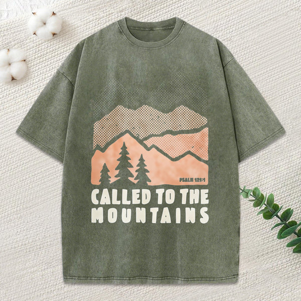 Called To The Mountains Christian Washed T-Shirt