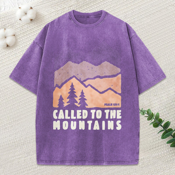 Called To The Mountains Christian Washed T-Shirt