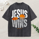 Jesus Always Wins Christian Washed T-Shirt