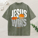 Jesus Always Wins Christian Washed T-Shirt