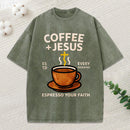 Coffee And Jesus Christian Washed T-Shirt