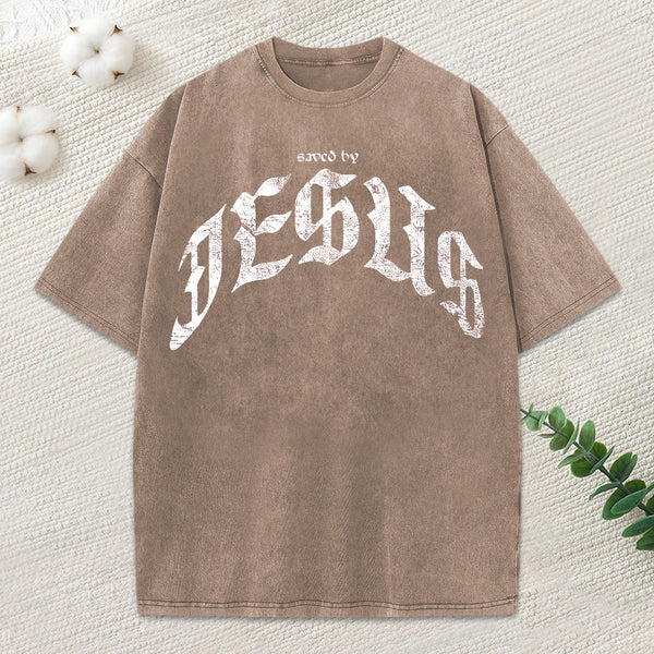 Saved By Jesus Christian Washed T-Shirt