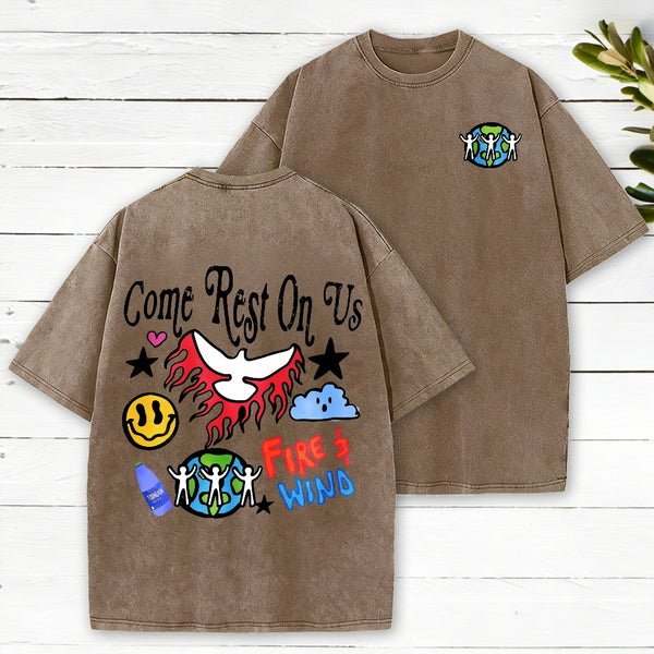 Come Rest On Us Christian Washed T-Shirt