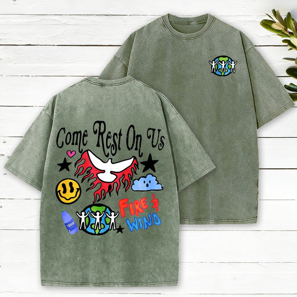 Come Rest On Us Christian Washed T-Shirt