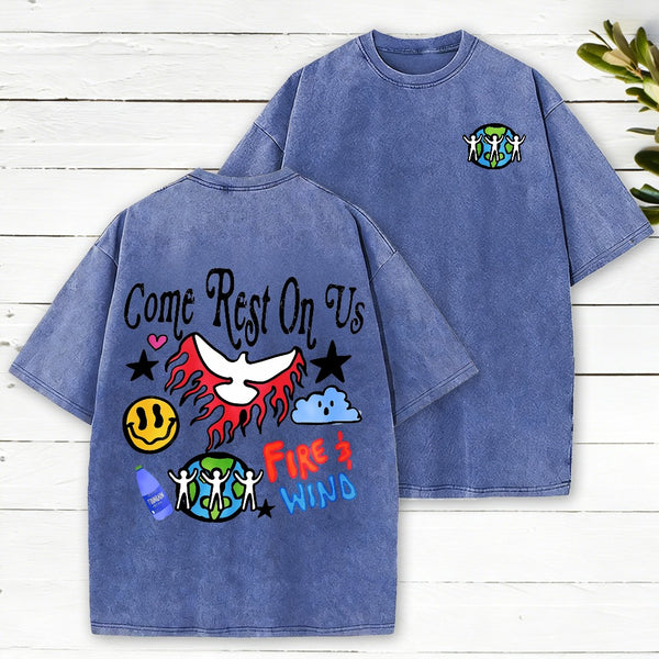 Come Rest On Us Christian Washed T-Shirt