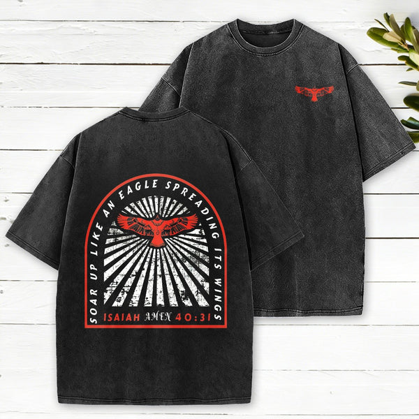 Soar Up Like An Eagle Spreading It'S Wings Christian Washed T-Shirt