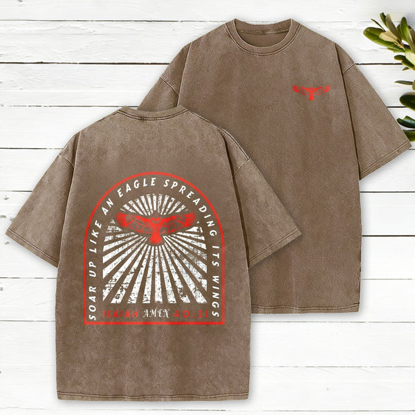 Soar Up Like An Eagle Spreading It'S Wings Christian Washed T-Shirt