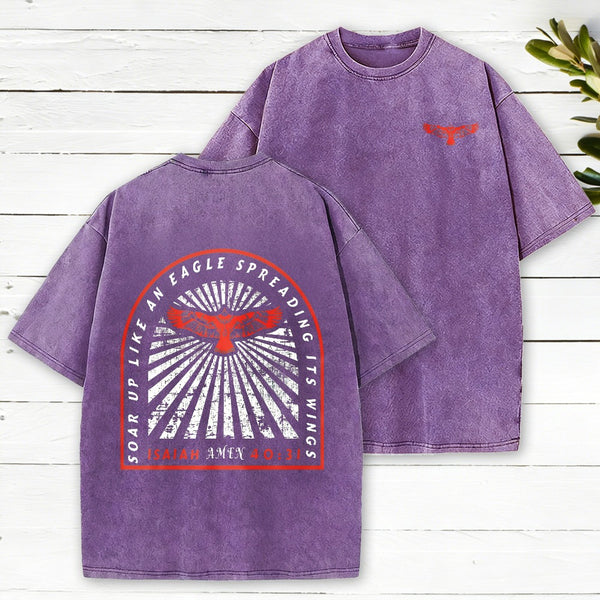 Soar Up Like An Eagle Spreading It'S Wings Christian Washed T-Shirt