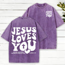 Jesus Loves You Christian Washed T-Shirt
