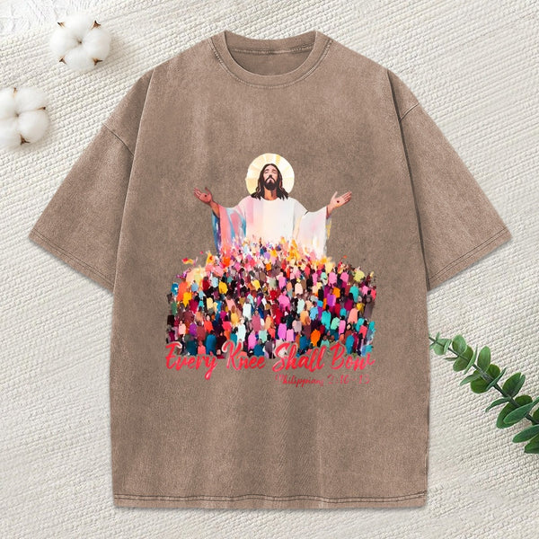 Every Knee Shall Bones Christian Washed T-Shirt