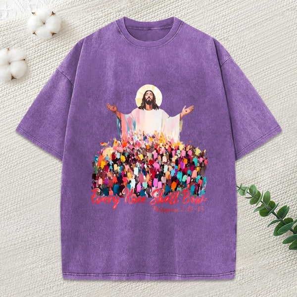 Every Knee Shall Bones Christian Washed T-Shirt