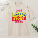 God'S Love Story Christian Washed T-Shirt