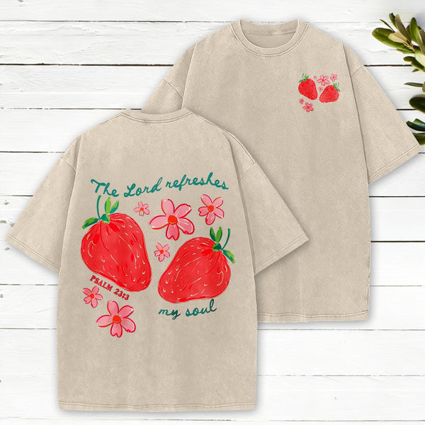 The Lord Refreshes My Soul Christian Washed T-Shirt