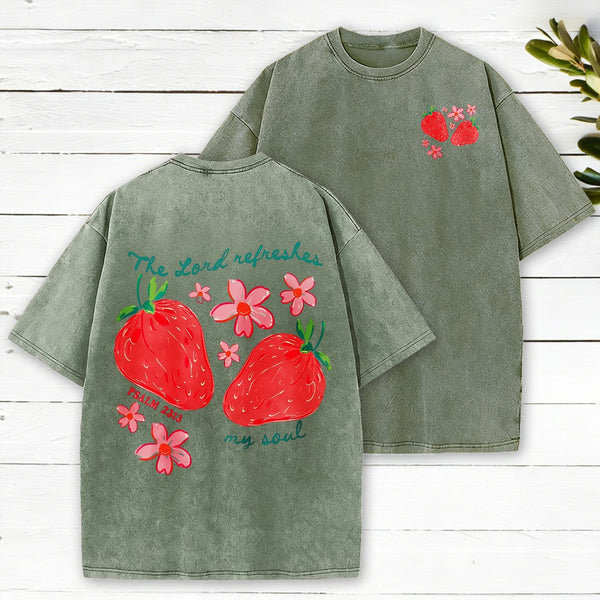 The Lord Refreshes My Soul Christian Washed T-Shirt