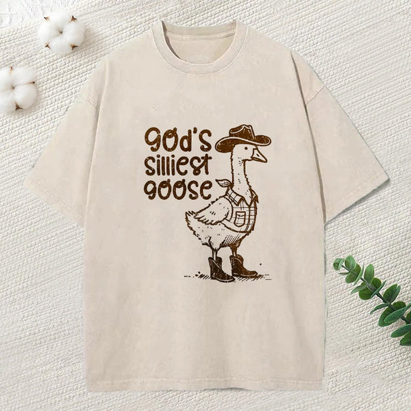 God'S Silliest Goose Christian Washed T-Shirt